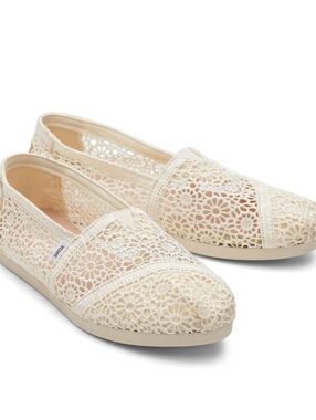 Toms Gray Crochet Flats with Intricate Design